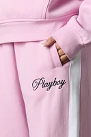Pantalon en molleton à jambe large blocs de couleurs et broderie Playboy