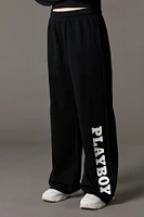Pantalon en molleton à jambe large et imprimé Playboy