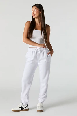 Jogger en molleton uni à taille haute