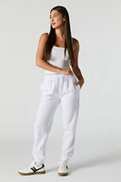 Jogger en molleton uni à taille haute