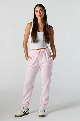Jogger en molleton uni à taille haute