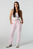 Jogger en molleton uni à taille haute