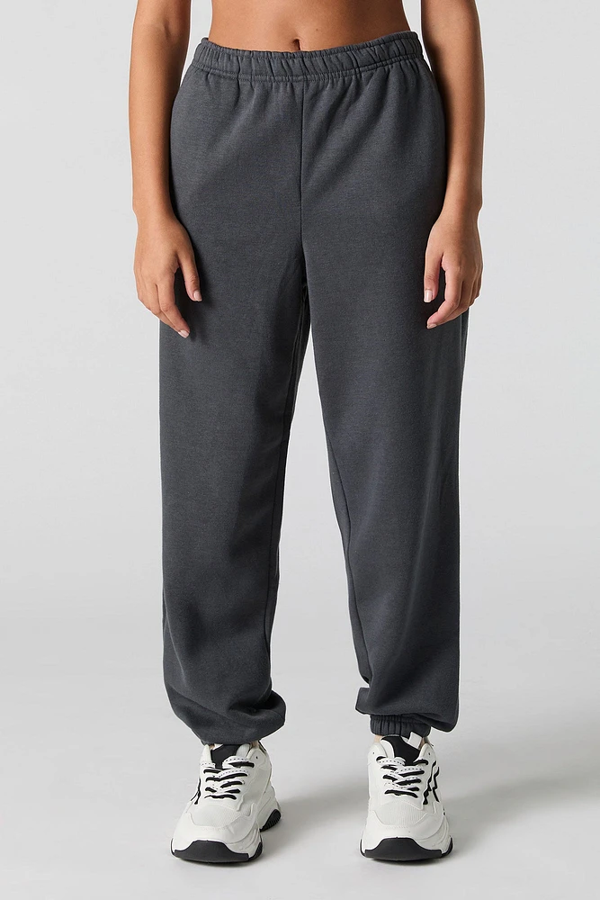 Solid Fleece Boyfriend Jogger