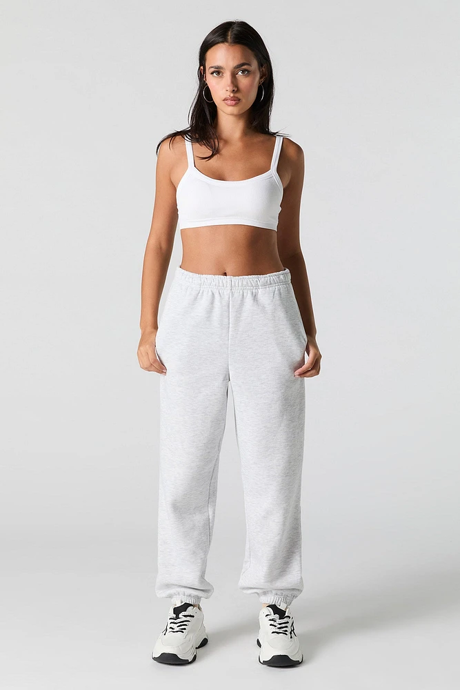 Solid Fleece Boyfriend Jogger