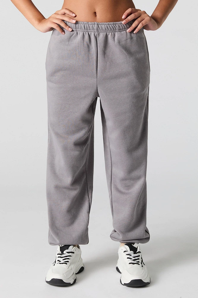 Solid Fleece Boyfriend Jogger