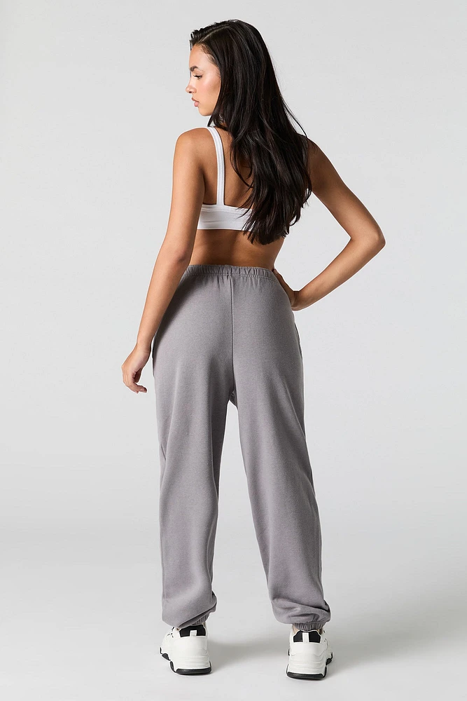 Solid Fleece Boyfriend Jogger