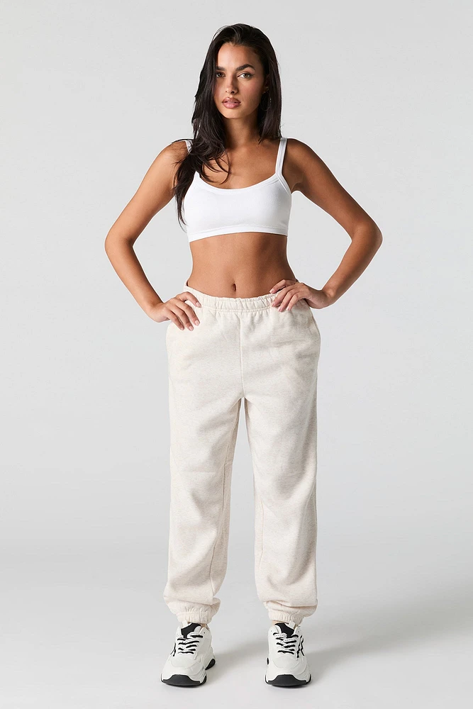 Solid Fleece Boyfriend Jogger