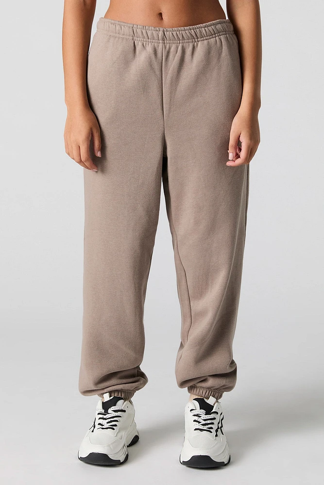 Solid Fleece Boyfriend Jogger