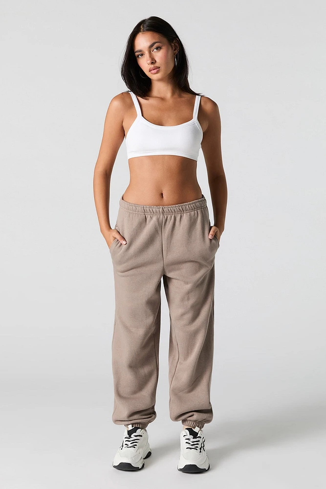 Solid Fleece Boyfriend Jogger