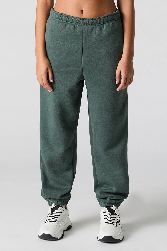 Solid Fleece Boyfriend Jogger