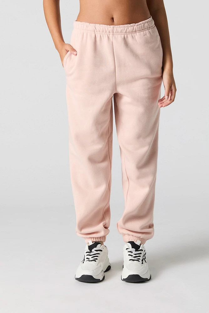 Solid Fleece Boyfriend Jogger
