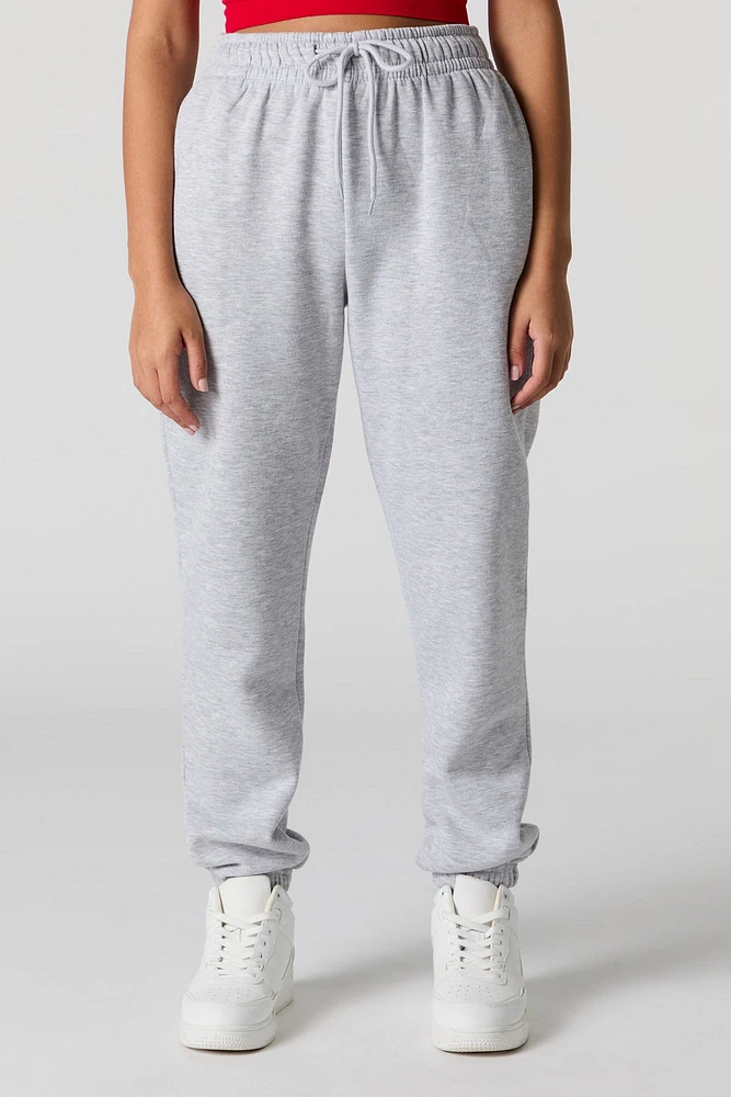 High Rise Solid Fleece Jogger