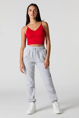 High Rise Solid Fleece Jogger