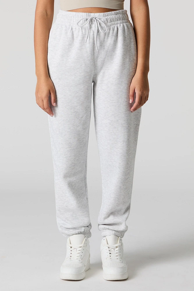 High Rise Solid Fleece Jogger