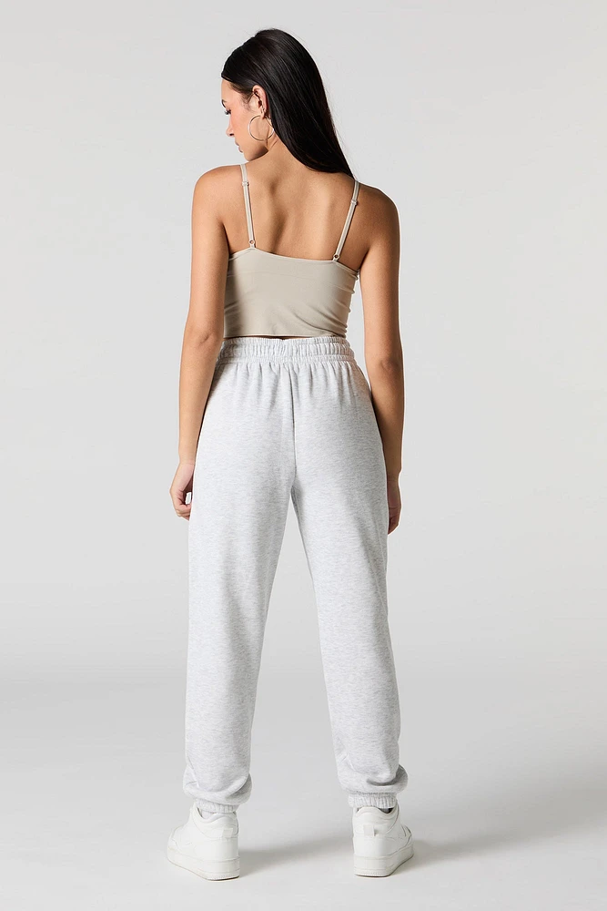 High Rise Solid Fleece Jogger