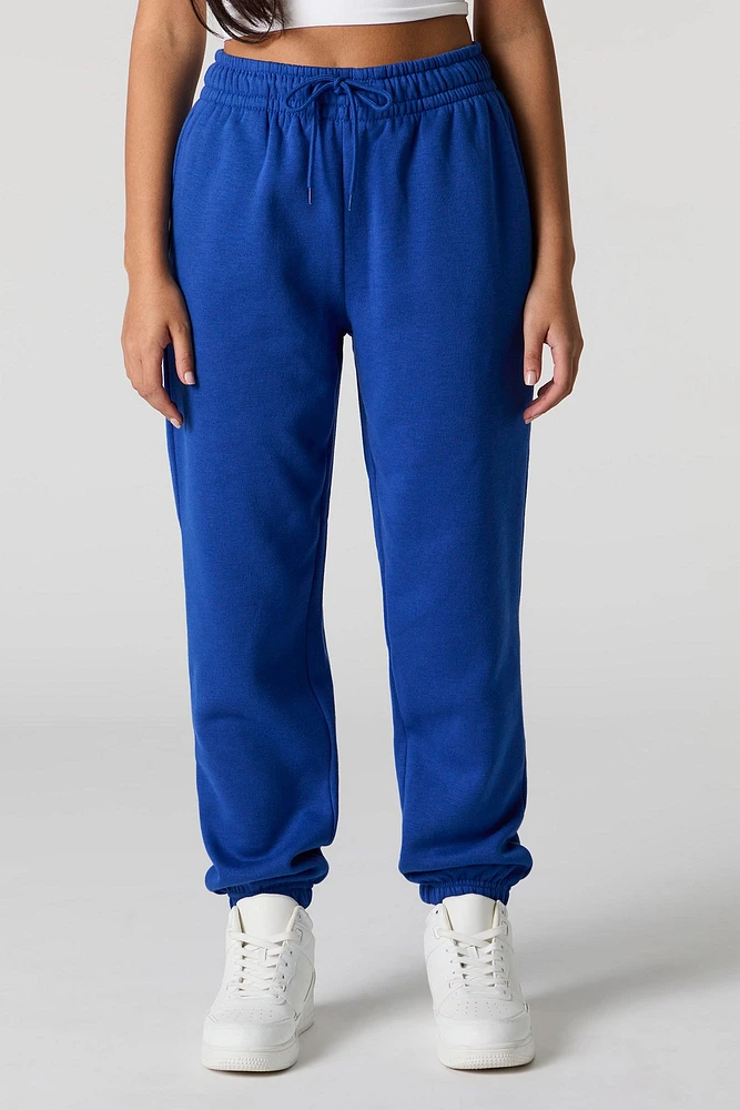 High Rise Solid Fleece Jogger