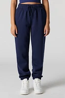 High Rise Solid Fleece Jogger