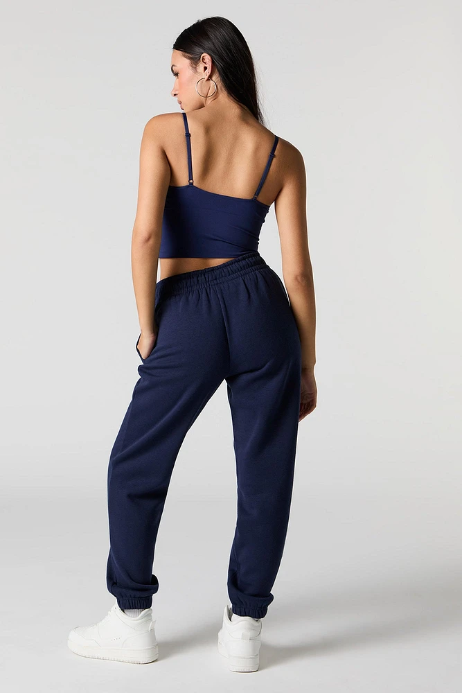 High Rise Solid Fleece Jogger