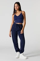 High Rise Solid Fleece Jogger