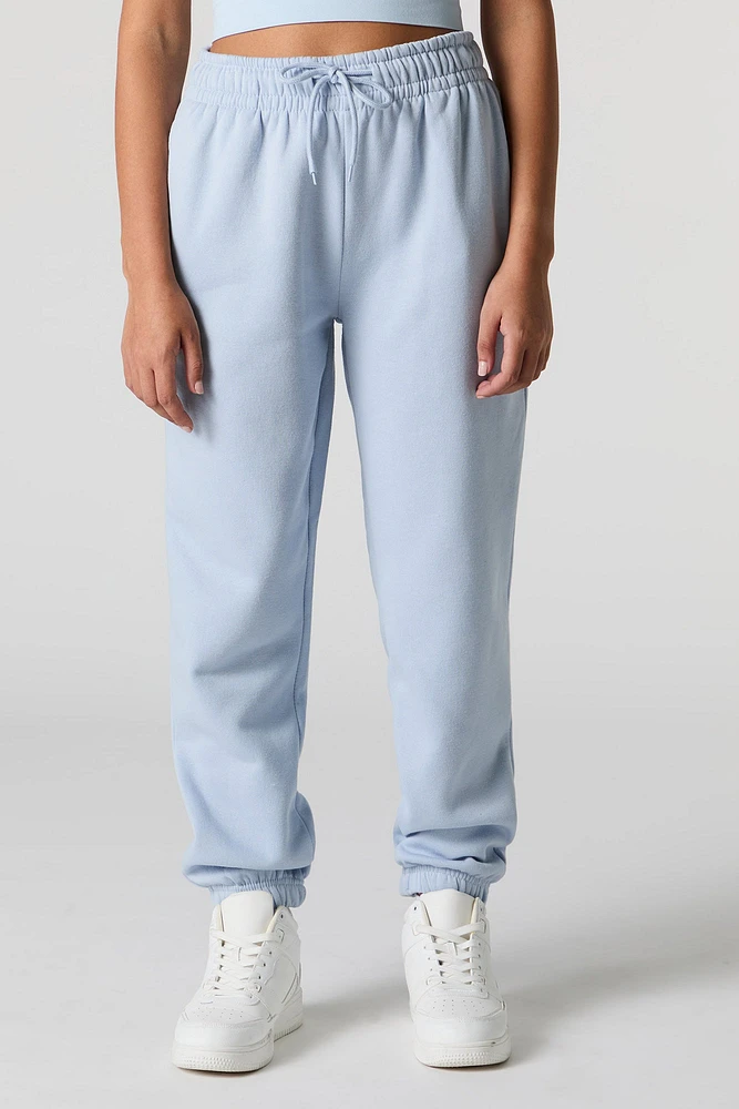 High Rise Solid Fleece Jogger