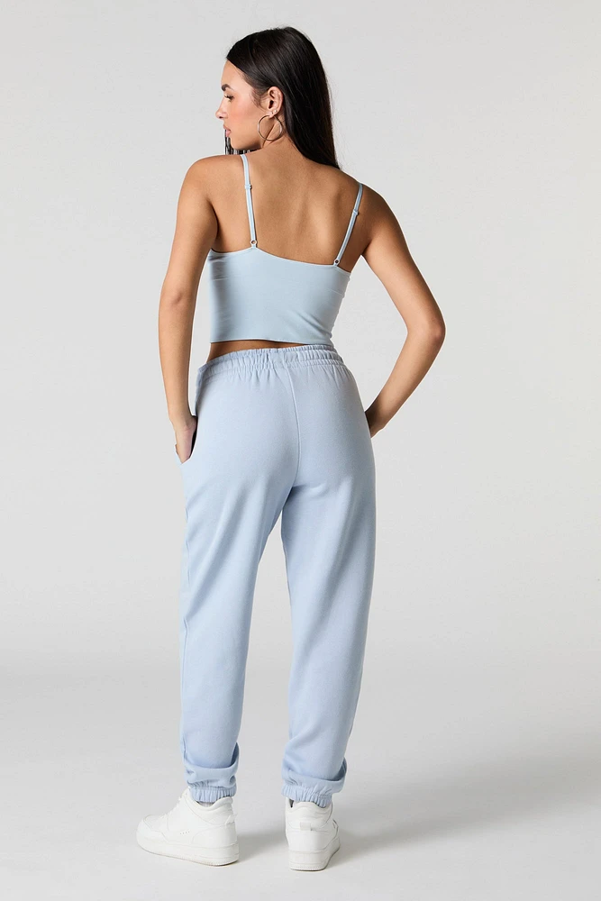 High Rise Solid Fleece Jogger
