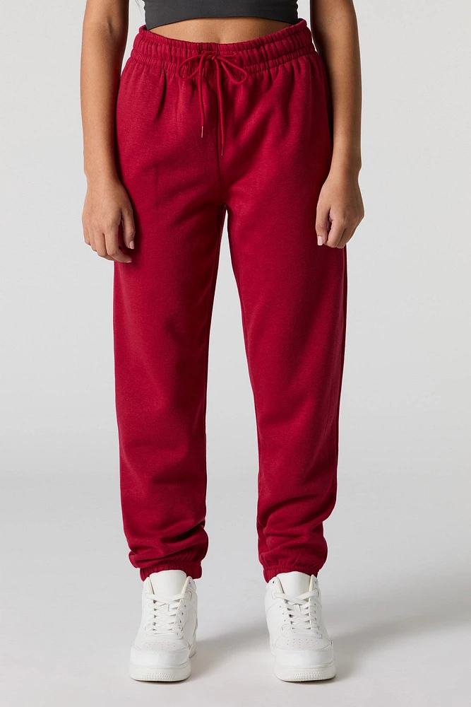 High Rise Solid Fleece Jogger