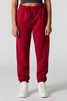 High Rise Solid Fleece Jogger