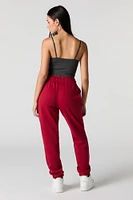 High Rise Solid Fleece Jogger