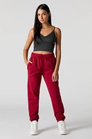 High Rise Solid Fleece Jogger