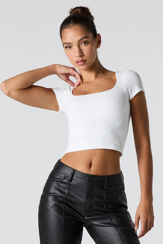 Square Neck Cropped T-Shirt