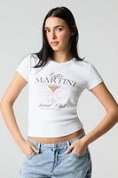 T-shirt écourté à imprimé