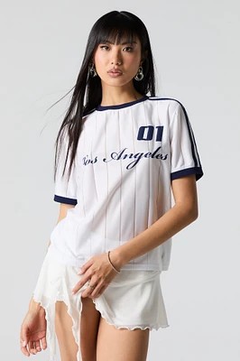 Semi Sheer Ribbed Graphic Jersey