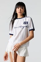Semi Sheer Ribbed Graphic Jersey