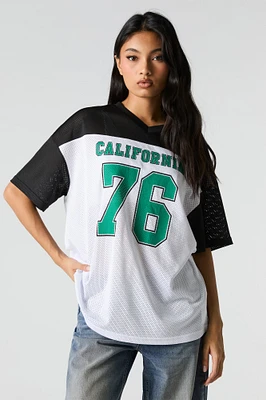 Mesh Sporty Graphic V-Neck Jersey