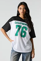 Mesh Sporty Graphic V-Neck Jersey