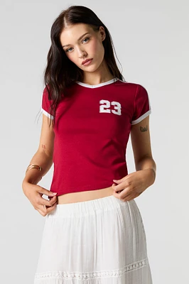 T-shirt à liséré contrastant avec imprimé Sporty