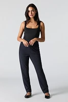 Pantalon habillé mince plissé en crêpe