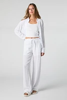 Pantalon à jambe large fluide avec taille coulissante