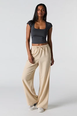 Pantalon habillé à jambe large et taille coulissante