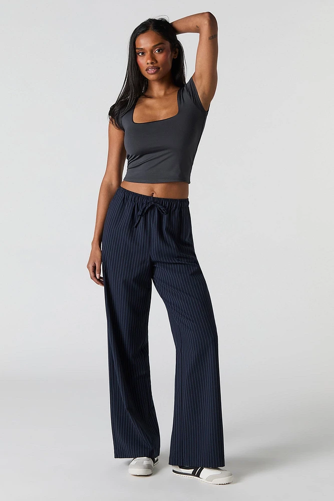 Pantalon habillé à jambe large et taille coulissante