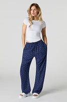 Pantalon imprimé à jambe large avec taille coulissante