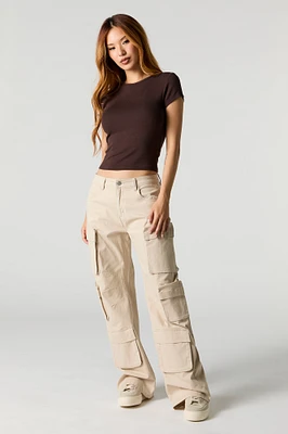 Pantalon cargo à jambe droite avec poches multiples