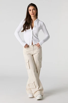 Stretch Denim Straight Leg Cargo Jean
