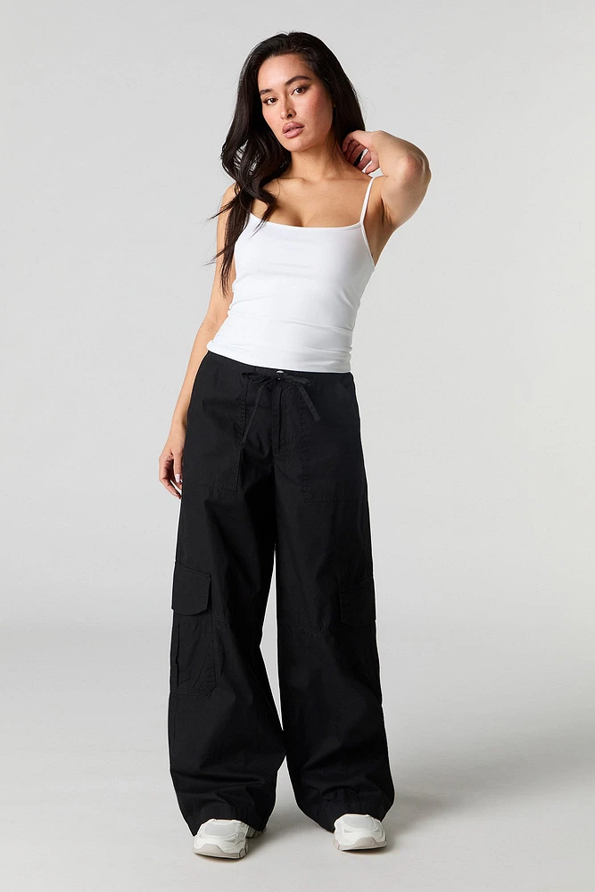 Pantalon cargo à jambe large avec taille coulissante
