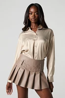 Faux Leather Pleated Mini Skort