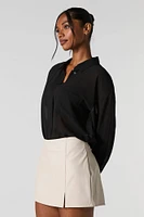 Faux Leather Slit Mini Skirt