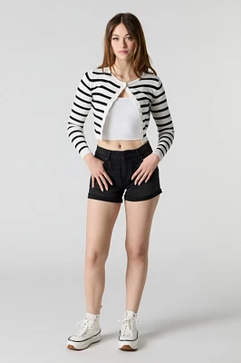 Short remonte-fesses mi-taille en denim délavé noir