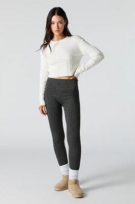 Legging côtelé taille haute sans couture