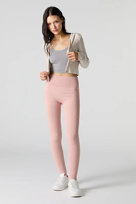 Legging côtelé taille haute sans couture