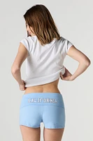 Short imprimé avec bande de taille repliée